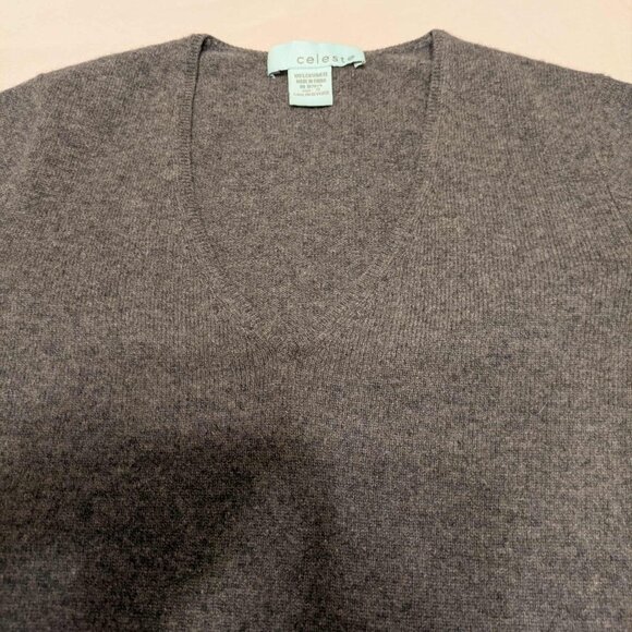 Celeste Cashmere Sweater Womens Small V Neck Pullover Gray Top - Picture 2 of 10